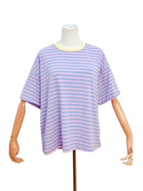 Tshirt streepjes roze/blauw