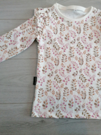 Longsleeve ruffels mauve blaadjes 134/140