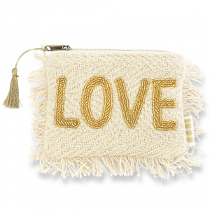Make-up pouch - love beige/gold