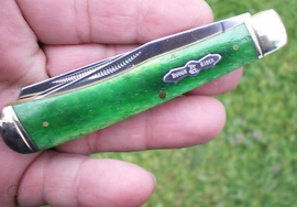 Rough Rider Trapper with Green Smooth Bone Handles