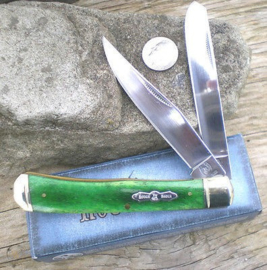 Rough Rider Trapper with Green Smooth Bone Handles