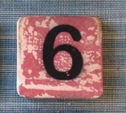 Houten Scrabble cijfer 6