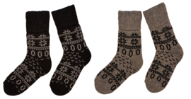 Belucci warme sokken met wol 2 paar zwart+grijs