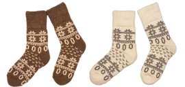Belucci warme sokken met wol 2 paar wit + bruin