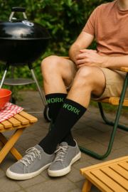 WORK Werksokken – 10 Paar – Greenery Limited Edition – Zwart met Groene Details – Sterke Katoenen Werksokken – Comfortabel & Duurzaam