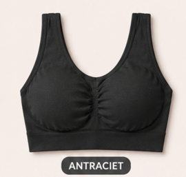 Sweet Angel - Grijs Antraciet BH - BH Zonder Beugel - Voorgevormde BH - Beugelloze BH - Comfort met Vulling Uitneembaar - Push Up Bh's - Magic Bra 
