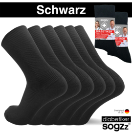 SOGZZ® 6 Paar Diabetis Sokken Zwart Zonder Naad , Zonder Rubber 100% Katoen