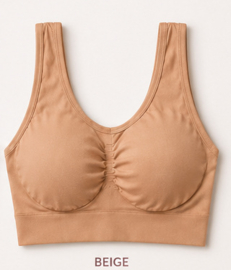 Sweet Angel - Beige BH - BH Zonder Beugel - Voorgevormde BH - Beugelloze BH - Comfort met Vulling Uitneembaar - Push Up Bh's - Magic Bra 