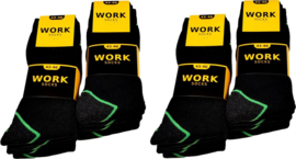WORK Werksokken – 20 Paar – Greenery Limited Edition – Zwart met Groene Details – Sterke Katoenen Werksokken – Comfortabel & Duurzaam