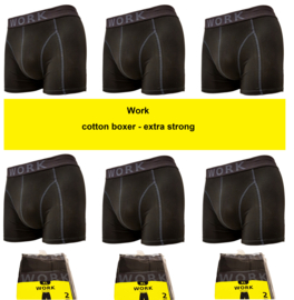 Work Zwarte Katoenen Boxershorts grijs stiksel 6P