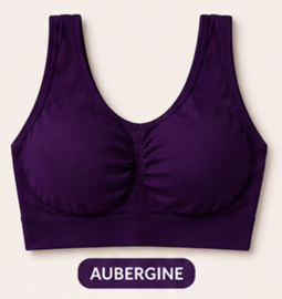 Sweet Angel - Aubergine Kleurige  BH - BH Zonder Beugel - Voorgevormde BH - Beugelloze BH - Comfort met Vulling Uitneembaar - Push Up Bh's - Magic Bra 
