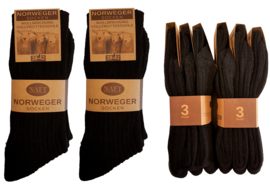 Noorse sokken zwart 6 paar
