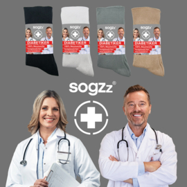 SOGZZ® 6 Paar Diabetis Sokken Zwart Zonder Naad , Zonder Rubber 100% Katoen