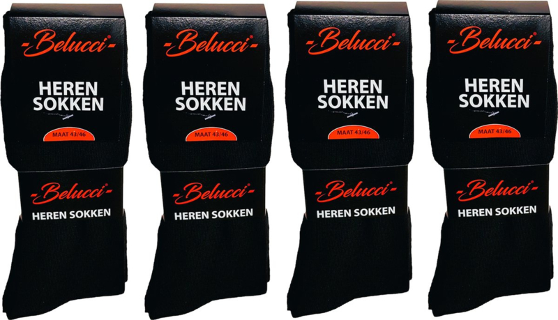 Belucci katoenen zwarte sokken  8 paar