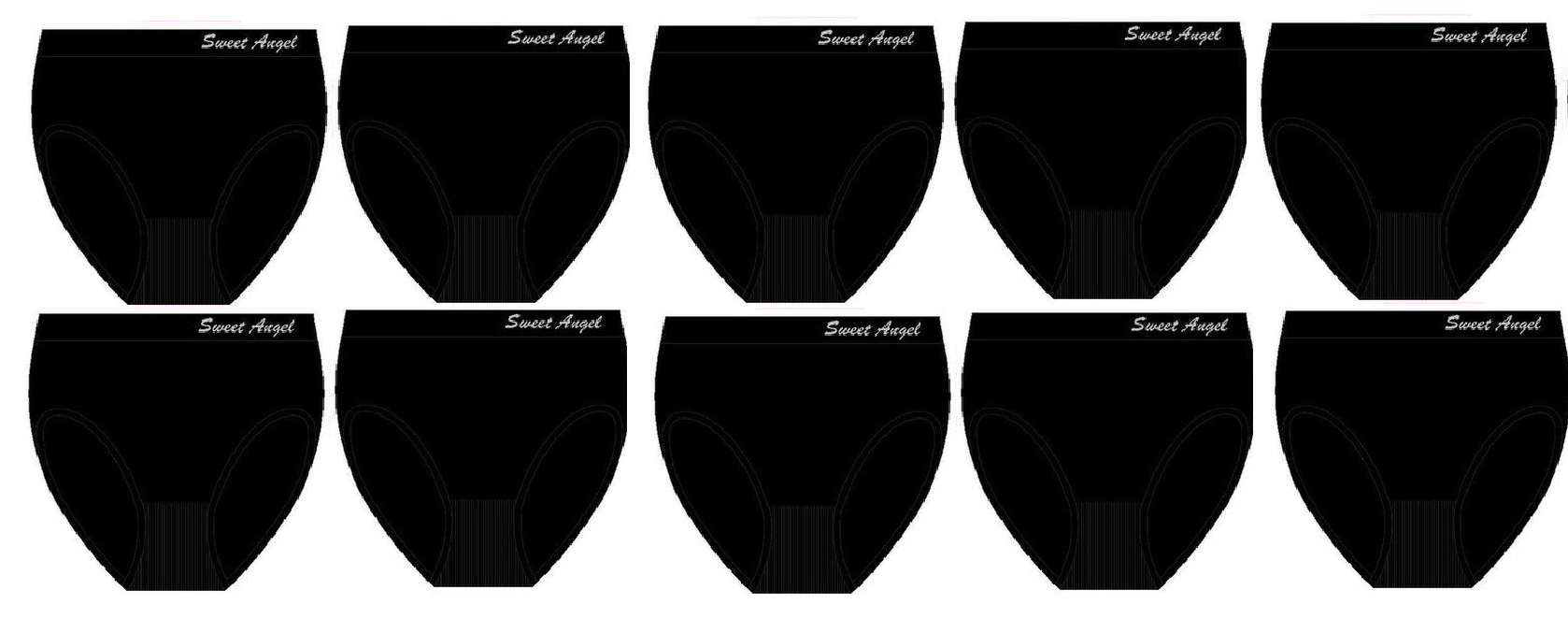 Sweet Angel Dames Slips 10Pack Zwart Maat XXL