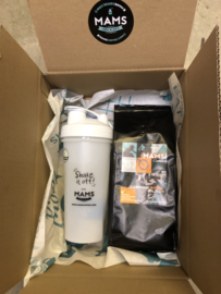 (P6 sport) 500gr koffiebonen (Jelle v Gorkom + MAMS Blender Bottle (Shake beker)