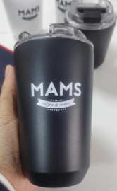 MAMS Stainless Steel Tumbler ZWART (transparant deksel) (Medium)