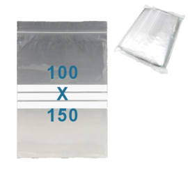 100 x sachets zip à bandes blanches        100 x 150 mm