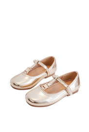 Mooie goudkleurig ballerina’s met een leuk bekend detail .