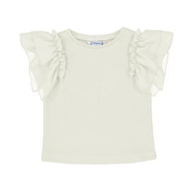 Prachtig shirtje met mouwen van Tule in het offwhite van Mayoral.