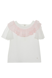 Mooi uitgewerkt Patachou shirtje in het Offwhite/roze.