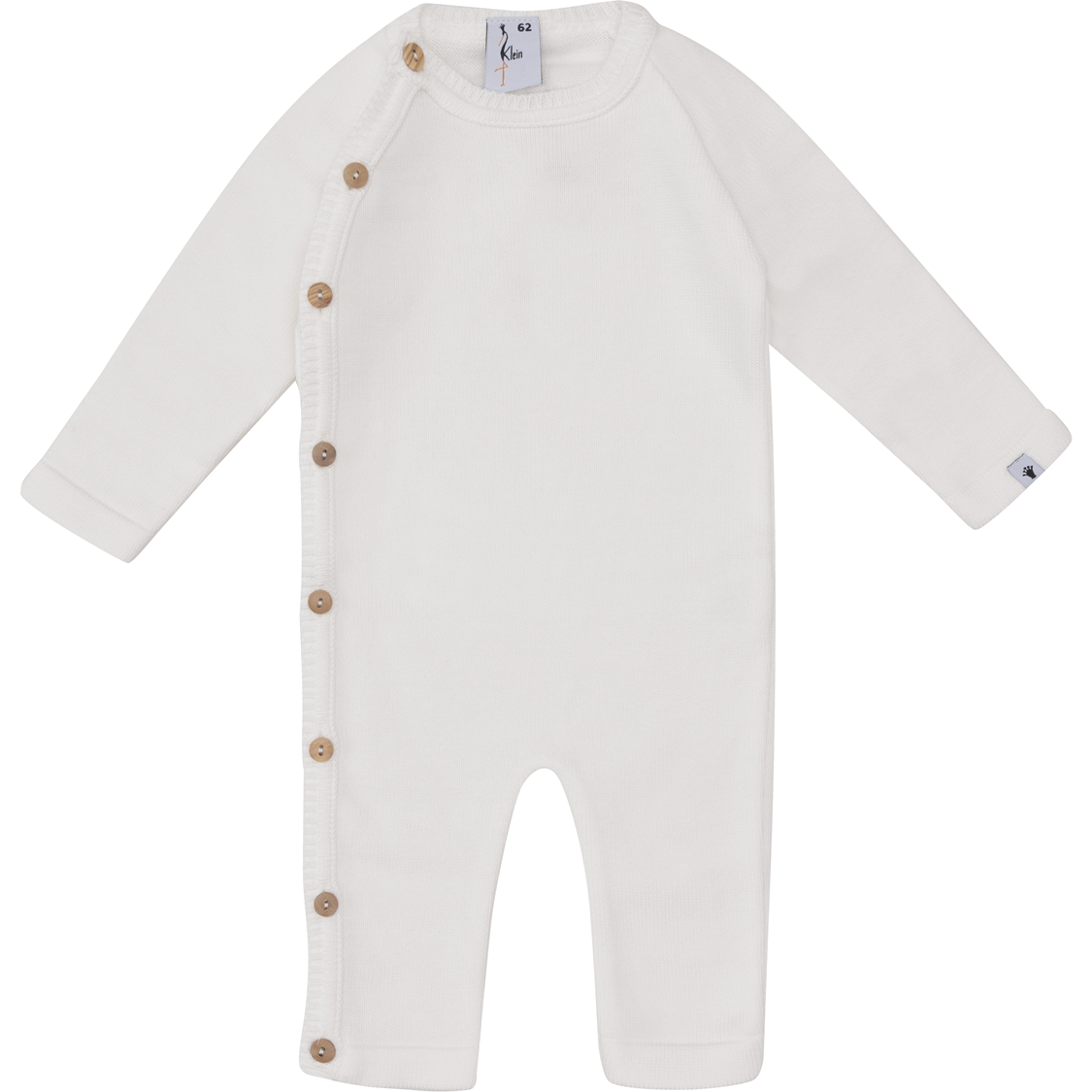 Mooi fijn gebreid  boxpakje van Klein babykleding in het wit.