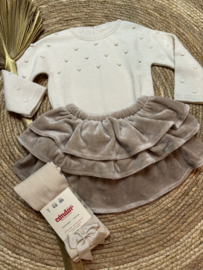 Mooie mac Ilusion bloomer velours in het zandkleur.