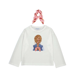 Mayoral shirtje met leuke print en bijpassende scrunchie.