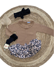 Prachtige bloomer met leopard print en strik.