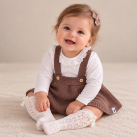 Fijn gebreid rokje met galgen van Klein babykleding in het roestbruin.