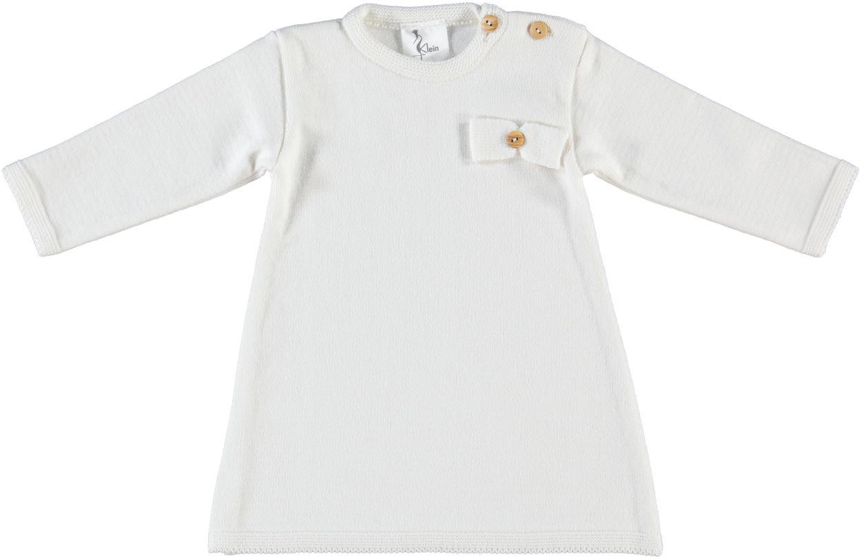 Fijn gebreid jurkje van Klein Babykleding in het offwhite.