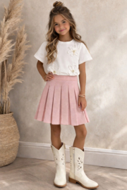 Mooi uitgewerkt shirtje met bloemen in het white .