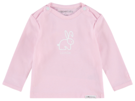 Fijn Noppies shirtje in het roze met een konijntje.