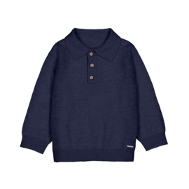 Fijn gebreide polo van Mayoral in het donkerblauw.