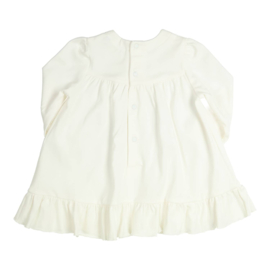 Lief jurkje van Gymp met strikje in offwhite.