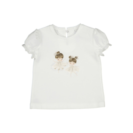 Shirtje Mayoral in het offwhite met goud en een leuke print.