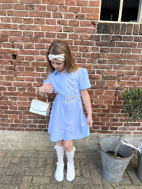 Mooie lichtblauwe blouse jurk.