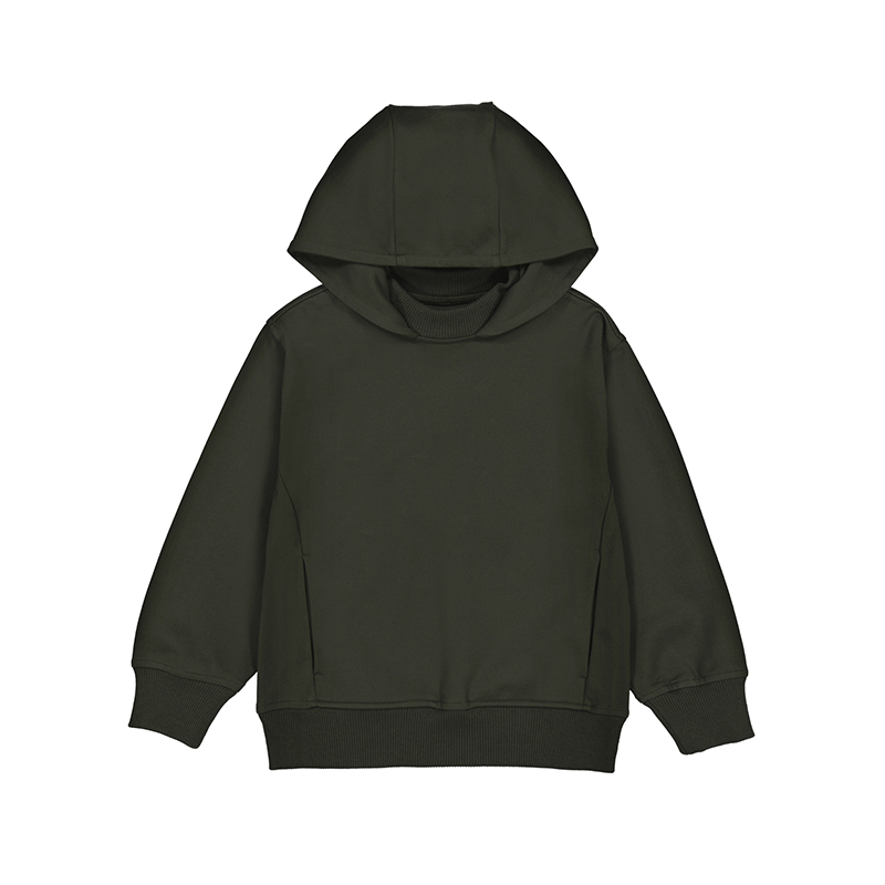 Stoere hoodie  trui van Mayoral in het oudgroen.