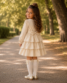 Le Chic jurk SERA goud met een  strik - Hearts of Gold