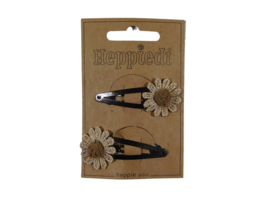 Klik klak 5 cm bloem met goud met pompoen tule per 2 stuks.