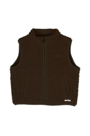 Stoer bruin gilet de Myso van Baje studio.