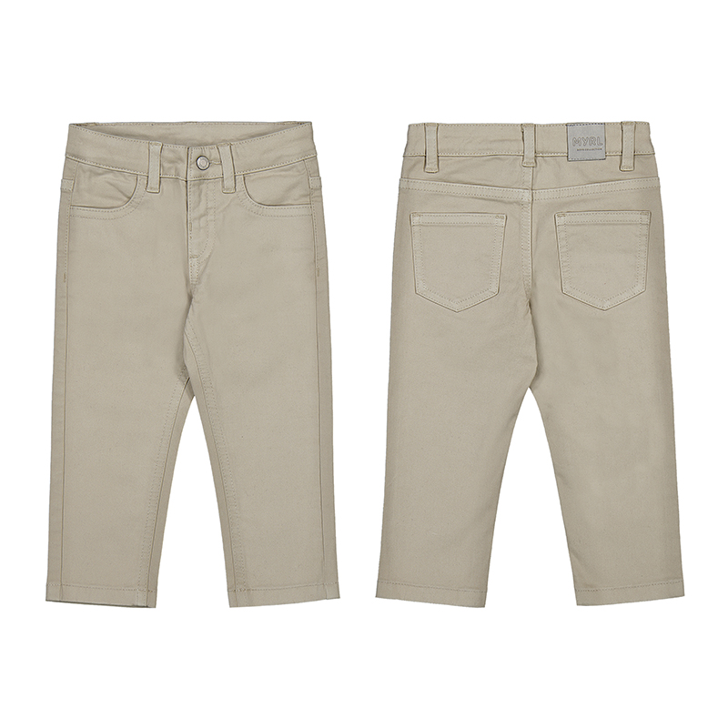Mayoral broek zandkleur slim fit model.