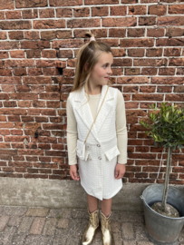 Mooie uitgewerkte blazer dress met tasje in offwhite/goud