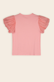 Mooi vrolijk shirtje van NoNo met mooie mouwen in het fuchsia.