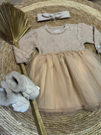 Prachtig le chic jurkje in taupe/oudroze.