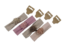 Babyhaarband met bloem wol Nude