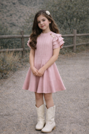 Prachtig fijn gebreid zomerjurkje in de kleur oudroze.