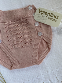 Fijn gebreid oudroze luierbroekje van Valentina Bebes.