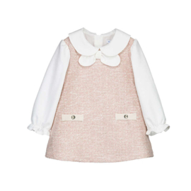 Mooie uitgewerkte jurk van Mayoral in roze-offwhite.