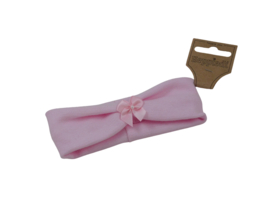 Babyhaarband strikje/pareltje roze.